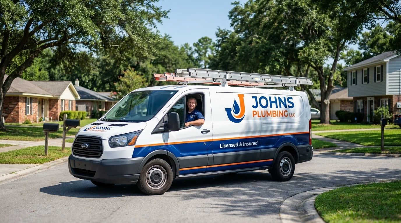 Johns Plumbing LLC service van in Ashville, AL