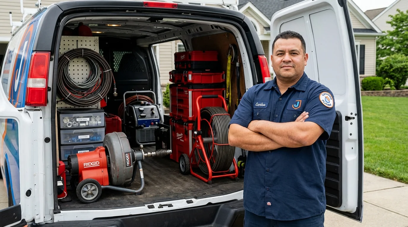 Professional drain cleaning equipment and Johns Plumbing LLC plumber in Ashville